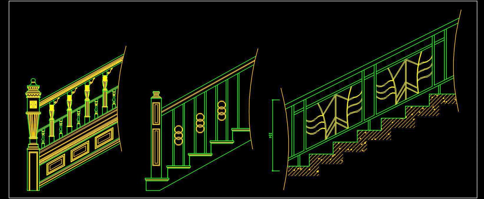 Stylish Railing Designs for Stairs & Balconies- Free CAD Block